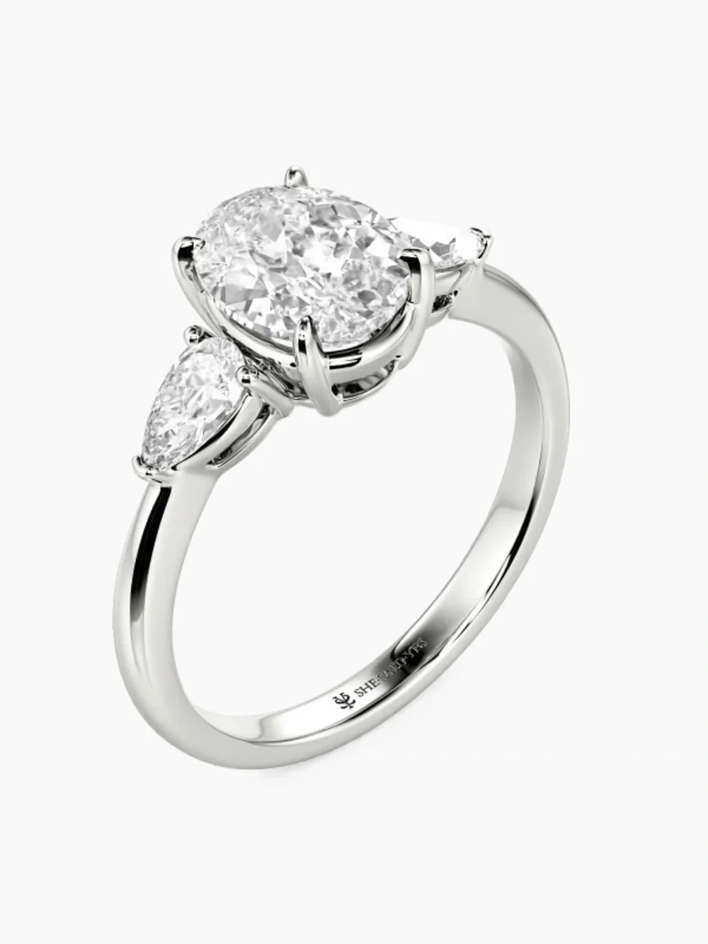 “The Flourishing” Oval Cut 3-Stone Ring, 10K White Gold, NWT| Size 5.5